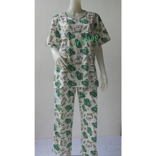 ชุดนอนผู้ใหญ่ ไซส์ฟรีไซส์ F แขนสั้น ขายาว ผ้ายืด (แบบคอกลม ก…