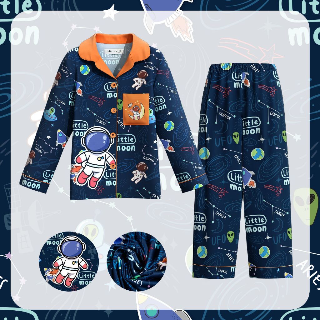 (ผ้าใหม่) ชุดนอนผ้าเบา ยืดหยุ่นสูง นิ่มมาก รุ่นผ้าบาง สำหรับเด็กนอนดิ้น ชุดนอนเด็กผู้ชาย  ชุดนอนเด็กโต เด็กชาย