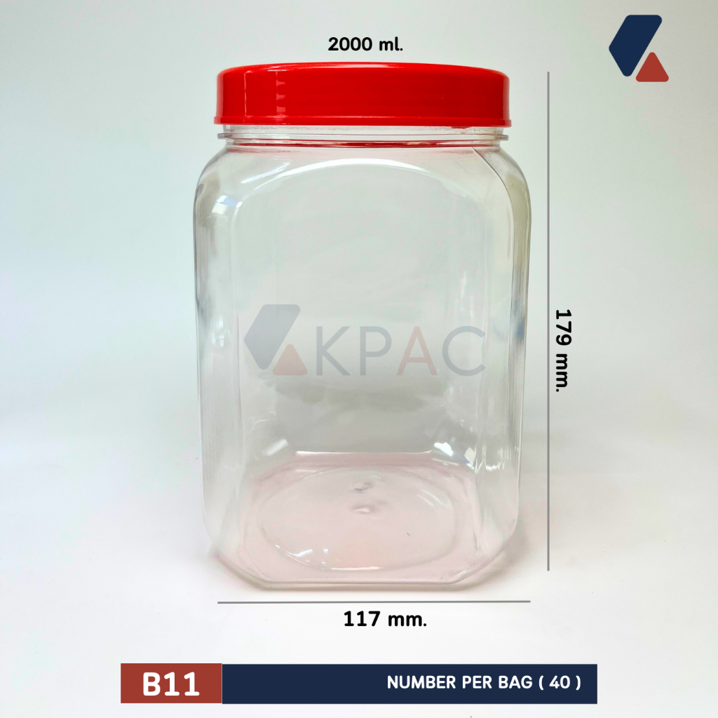 โหลพลาสติกฝาเกลียว รุ่น B11 ขนาด 2,000 ml.จำนวน 27 ชุด/ ลัง