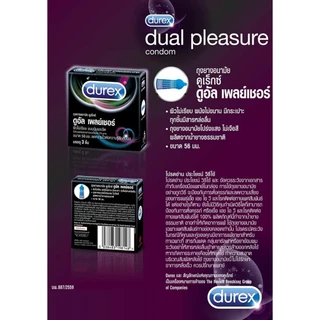 Durex Dual Pleasure Condom ถุงยางอนามัย ดูเร็กซ์ ดูอัล เพลย์เชอร์ ปุ่มและขีด ลดความไว ขนาด 56 มม. 1 กล่อง (บรรจุ 3 ชิ้น)