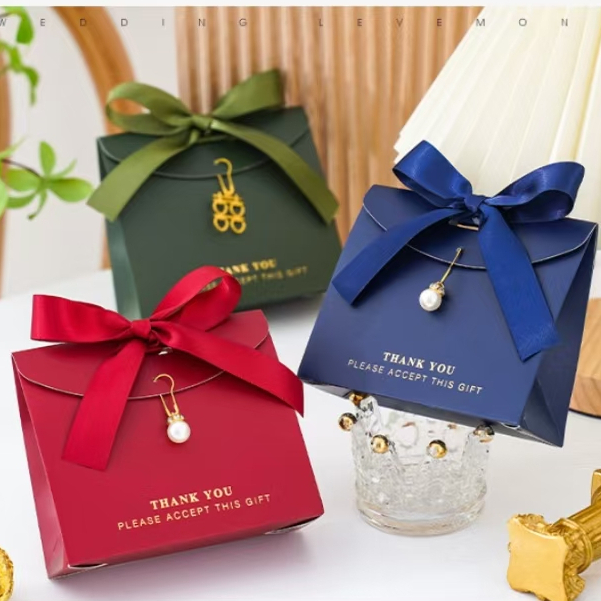 🩵1688🩵พร้อมส่ง กล่องของขวัญ ผูกโบว์ สไตล์โมเดริน์ ใส่ขนม ของชำร่วย แพ็คเกจจิ้ง น่ารักๆ