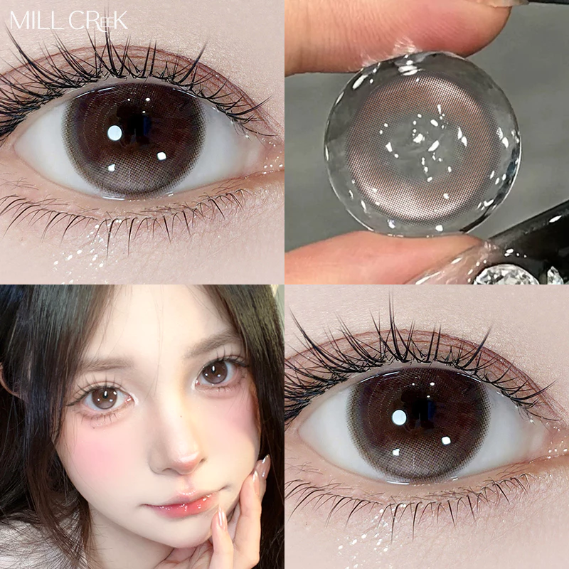 Mill Creek【New💨💨】คอนแทคเลนส์สีอ่อนน้ำตาลธรรมชาติชมพู ใส ชุ่มชื้น สบายตัว 2pcs