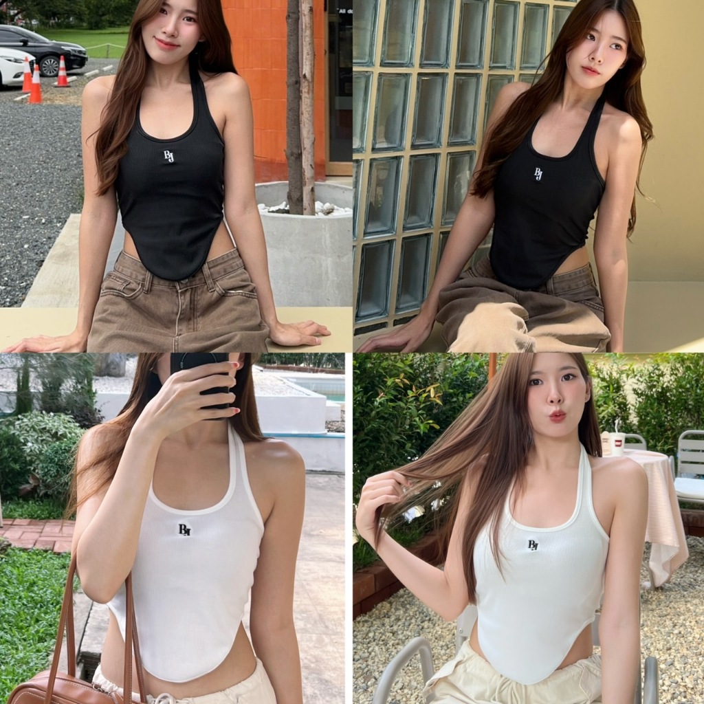 BABEJUB.X l EMMA TOP คล้องคอ ดีเทลปลายโค้ง ผ้าร่องงกระชับ
