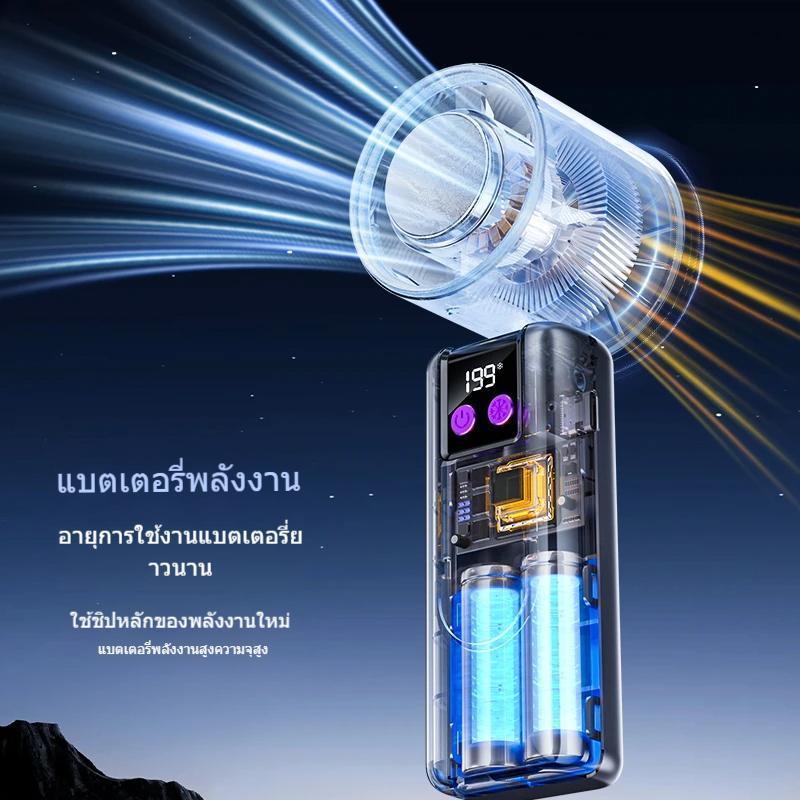 HOSWN พัดลมพกพา ปรับระดับได้ 199ระดับ แผ่นทําความเย็นประคบเย็น พัดลมชาร์จ USB พับได้ พดลมเทอร์โบความเร็วสูง พัดลมมือถือ - รูปที่ 2