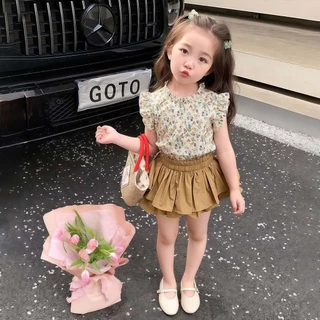 2-12 ปี น่ารัก สไตล์เจ้าหญิง ชุดเซ็ทกระโปรงเด็กผู้หญิงมาใหม่ ชุดเซ็ทเด็กผู้หญิง เสื้อ+กระโปรงกางเกง