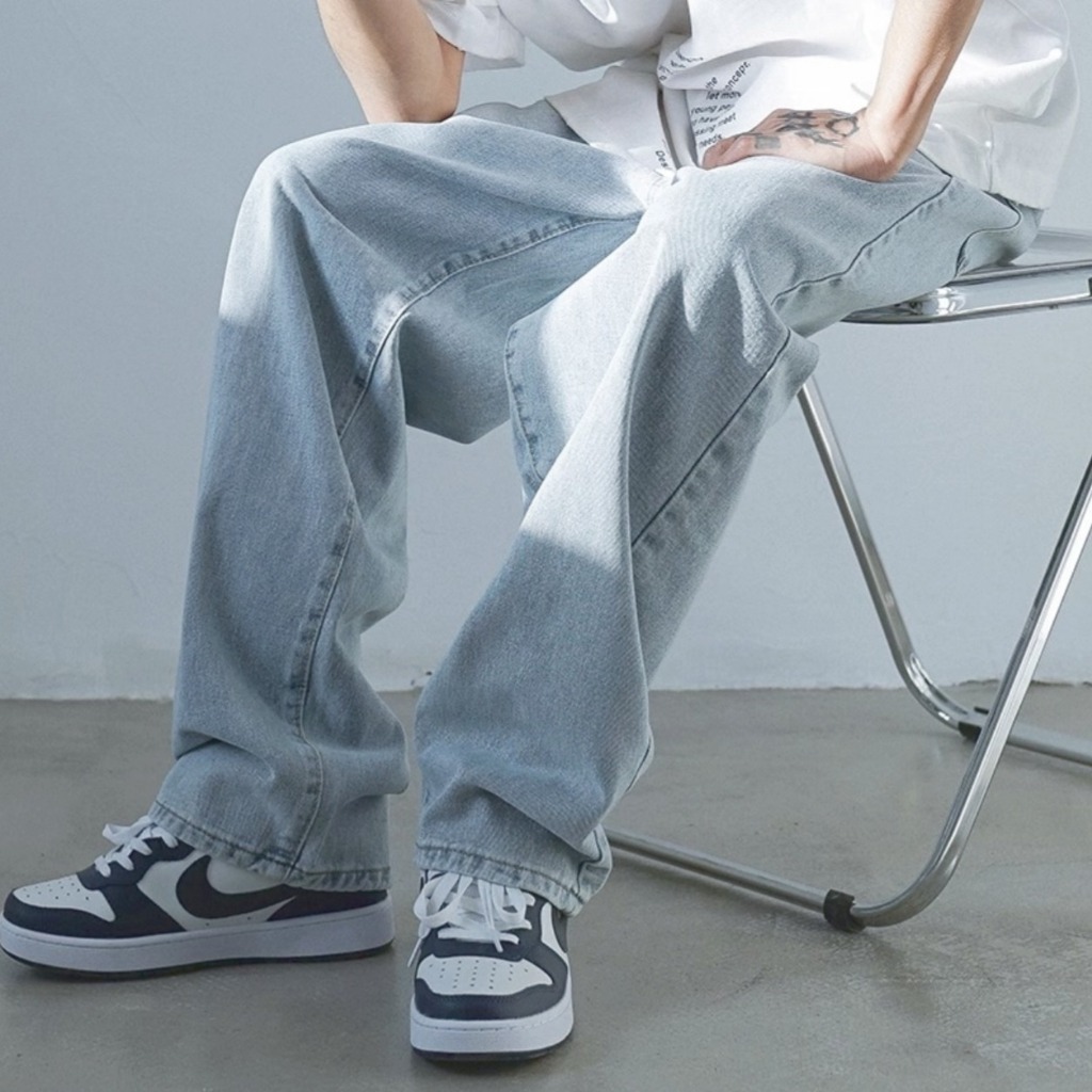 👖Jeans👖กางเกงยีนส์ผู้ชาย baggy jeans ชาย ยีนส์ ตรง ทรงหลวม เนื้อผ้ายีนส์ล้างน้ำ มีหลายสี  สไตล์เกาหลี - รูปที่ 4
