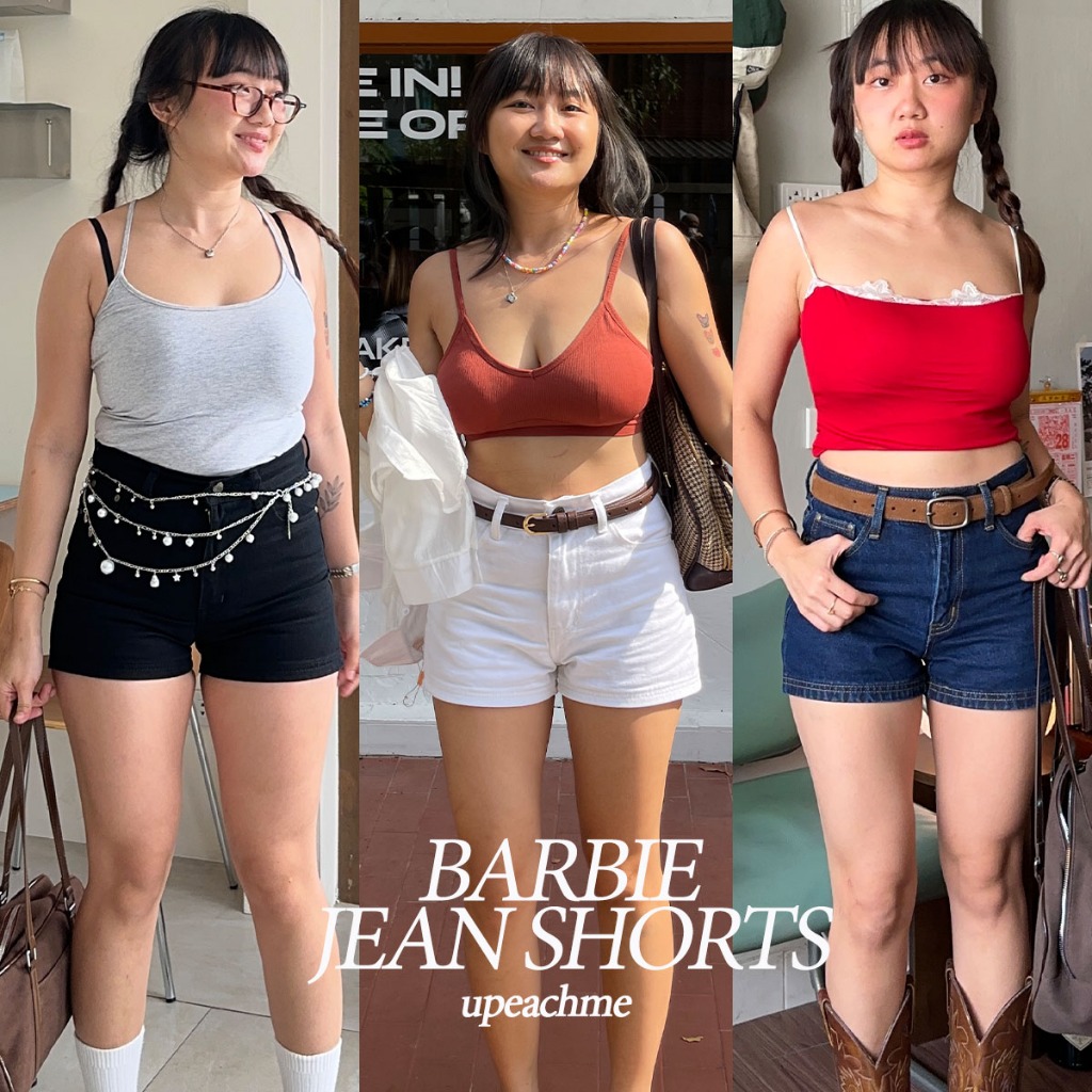 upeachme(H7.2,H7.3) BARBIE JEAN SHORTS (S-6XL) กางเกงยีนส์ขาสั้นเอวสูง/กลาง/ต่ำผู้หญิง ยีนส์ขาสั้นมาก