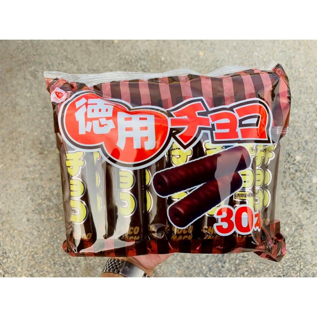 พร้อมส่ง Riska Chocolate Roll 30P ขนมข้าวโพดพองแสนอร่อย รสช็อกโกแลตแท่ง 30 ชิ้น