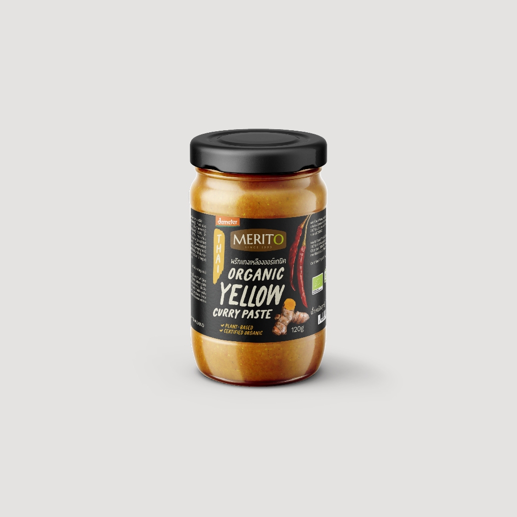 MeritO Organic Yellow Curry Paste 120g. (เมอริโต้ น้ำพริกแกงเหลืองออร์แกนิค 120 กรัม)