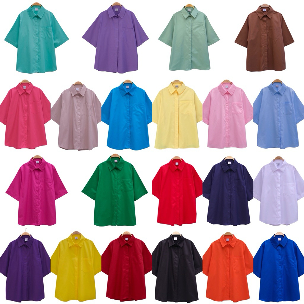 Bright by Aruna:เชิ้ตแขนสั้นโอเวอร์ไซร์50“ยาว28“