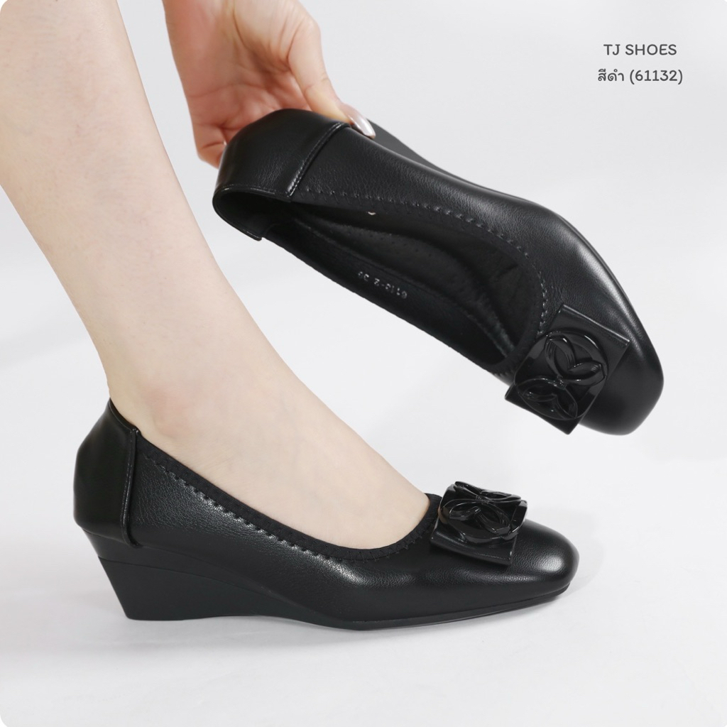 รองเท้าคัชชูส้นเตารีดหนังนิ่มใส่นุ่มสบายเท้า รหัส6113