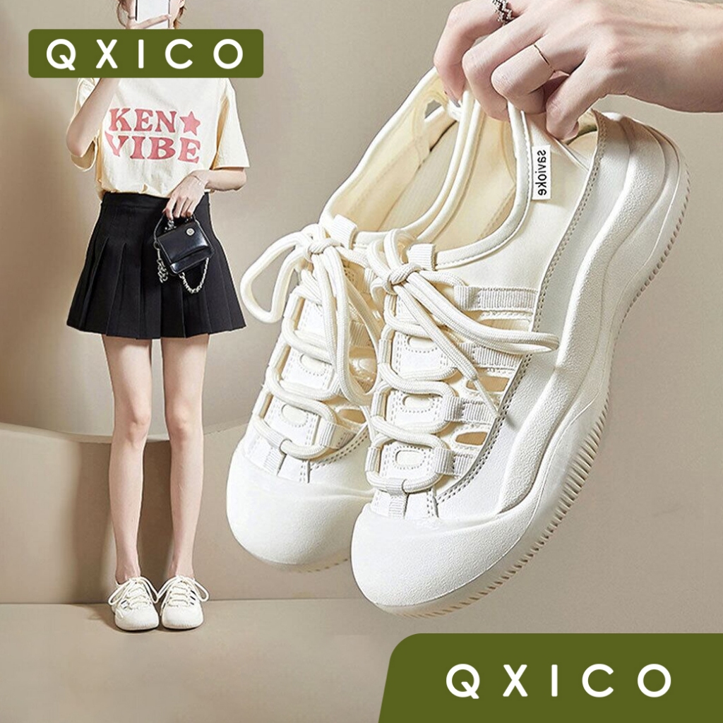 (ส่งด่วน❗️) QXICO รองเท้าผ้าใบ CM107 รองเท้ารัดส้น รองเท้าแฟชั่น