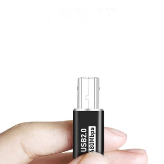 USB B 2.0 square connector adapter. Type C to USB B 2.0 (MIDI). Black