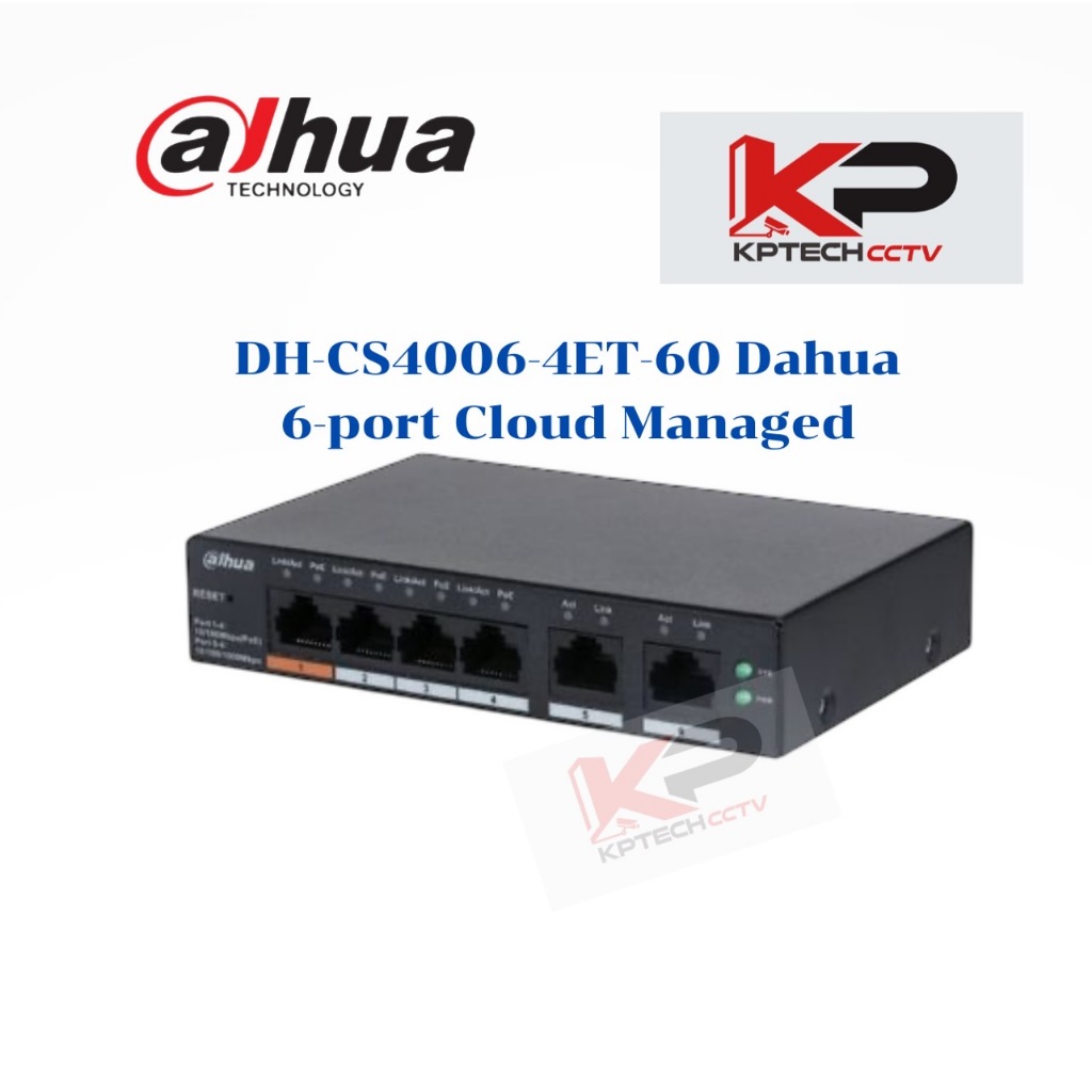 DH-CS4006-4ET-60 Dahua 6-Port Cloud Managed Desktop Switch with 4-Port PoE