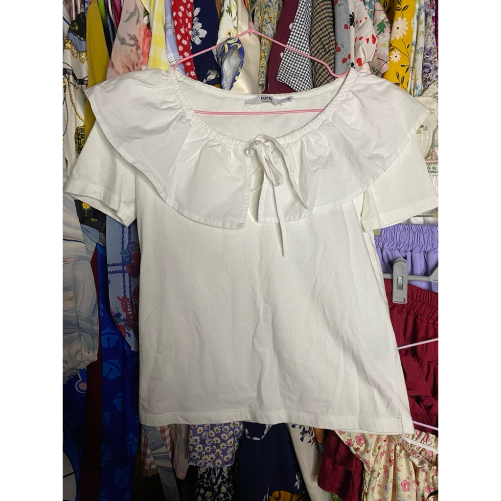 เสื้อยืดสีขาวคอปกคอบัวแบรน์CPSแท้