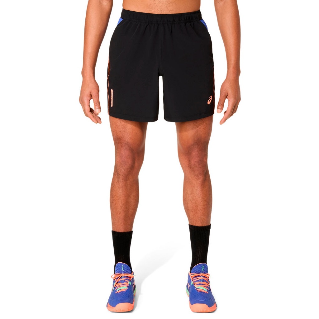 Asics กางเกงเทนนิสผู้ชาย Padel Court 7in Short | Performance Black/Dark Cobalt ( 2041A350-001 )