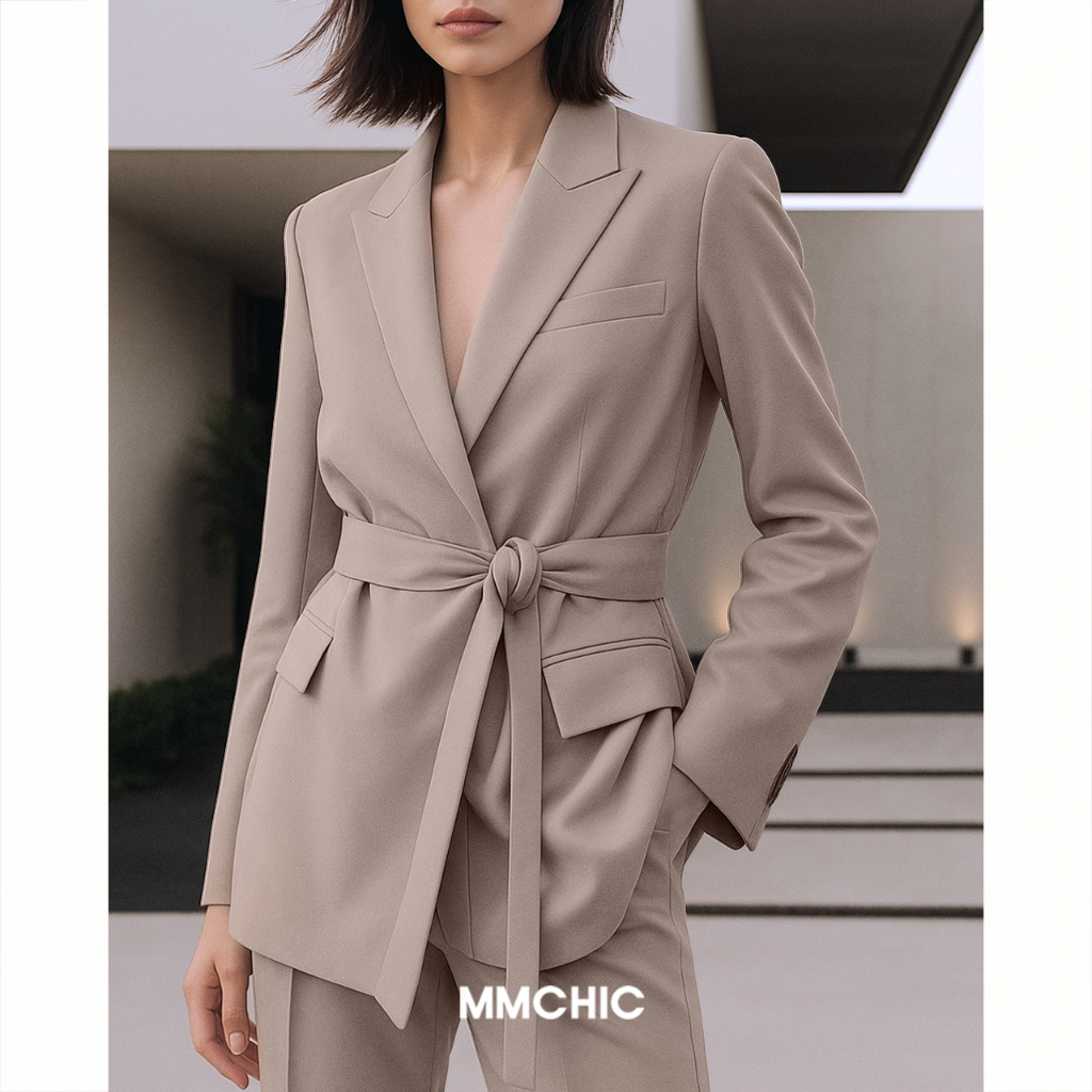 MMCHIC Wrap Blazer (Beige-Grey)