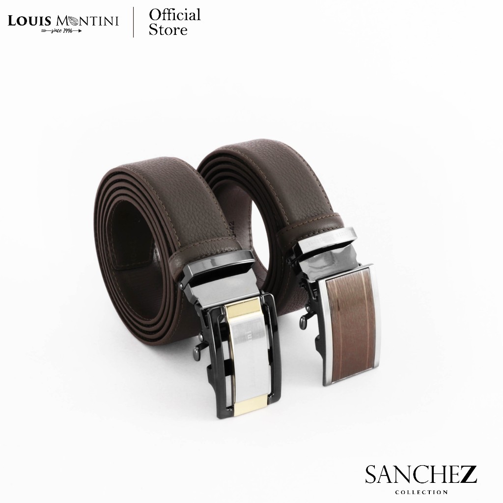 Louis Montini (Sanchez) Automatic Buckle Belt เข็มขัดหัวออโต้เมติก ผู้ชาย หนังวัวแท้ MGN377