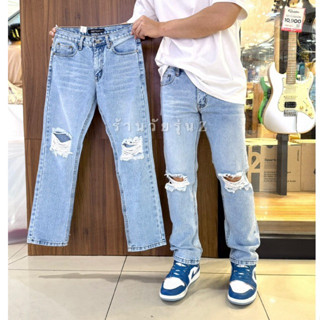 กางเกงยีนส์กระบอกเล็กแต่งขาดเข่า2ข้างมาใหม่(Micro jeans)