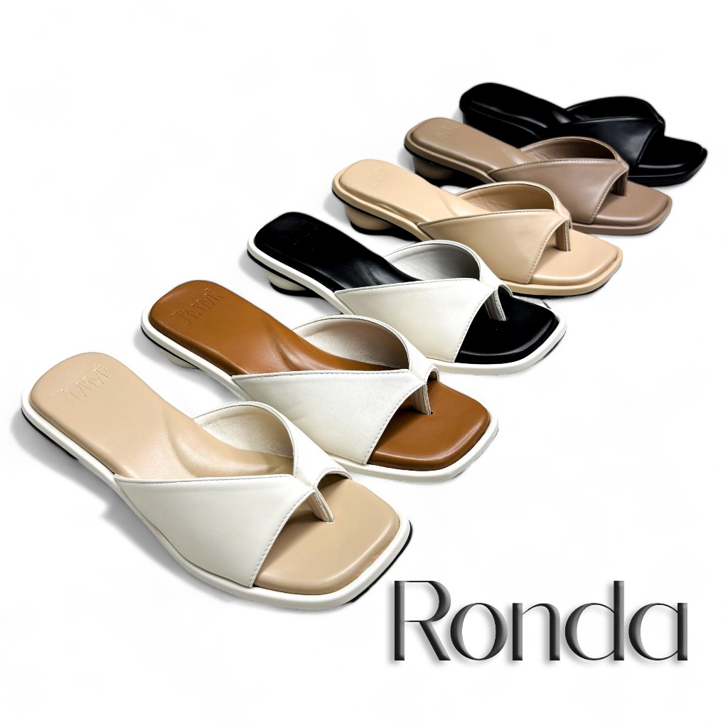 I’mm Shoes รุ่น Ronda 016 รองเท้าส้นสูง ส้นลูกอม ดีไซน์หูหนีบ สูง1นิ้วครึ่ง