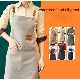 [222]กันเปื้อน ผ้ากันเปื้อนกันน้ำ Apron ผ้ากันเปื้อนฟรีไซค์ คนอ้วนใส่ได้ ผ้าแคนวาส ผ้านิ่มกันน้ำ งานคุณภาพ