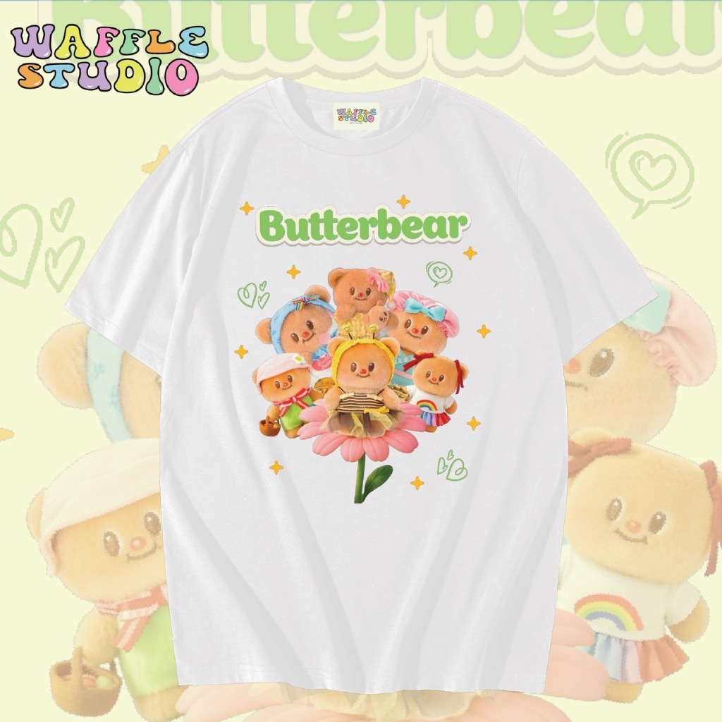 [ ส่งฟรี 🔥 ] WS1601 เสื้อยืดโอเวอร์ไซส์ ผ้าคอตตอน 100% เสื้อยืดเกาหลี เสื้อยืด หมีเนย น้องเนย Butterbear WAFFLE STUDIO