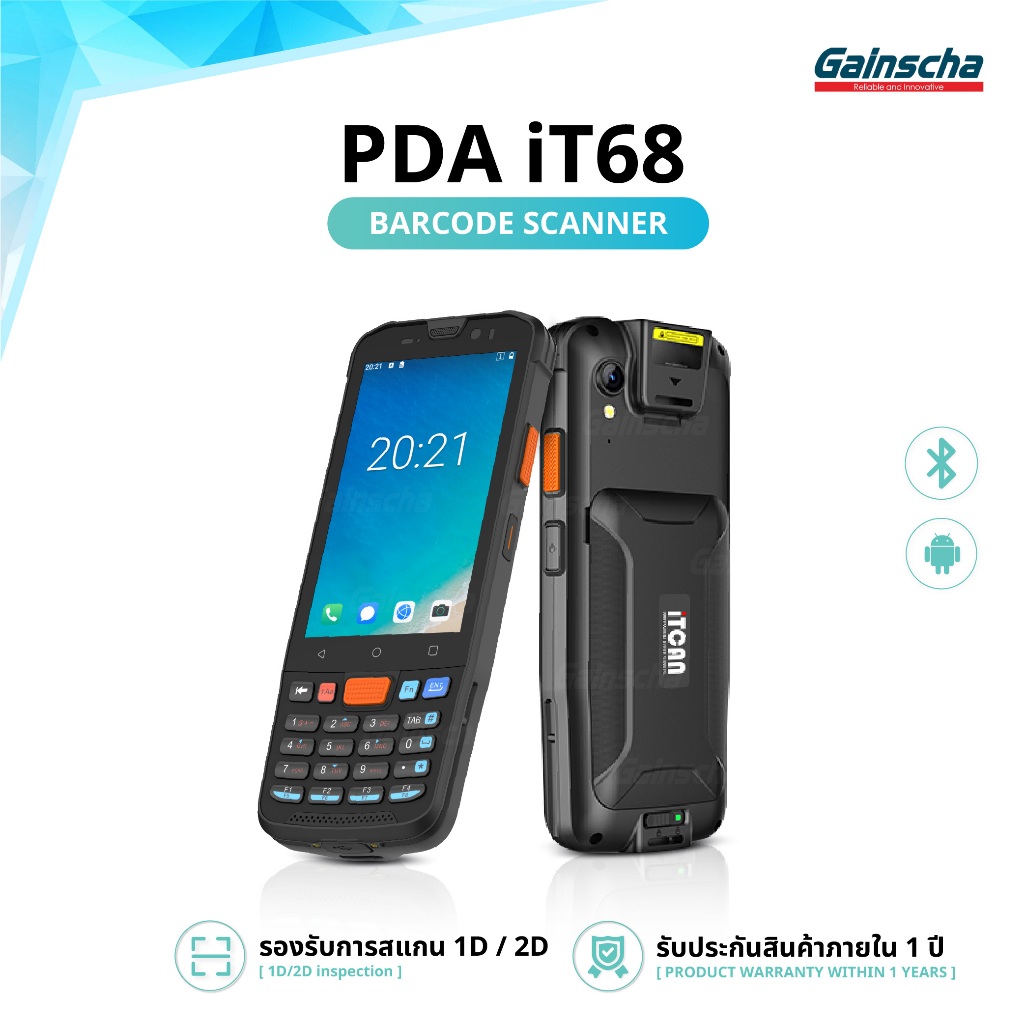 PDA iT68 เครื่องนับสต๊อกสินค้า เครื่องสแกนมือถือพกพา เครื่องสแกนบาร์โค้ดหน้าจอสัมผัส