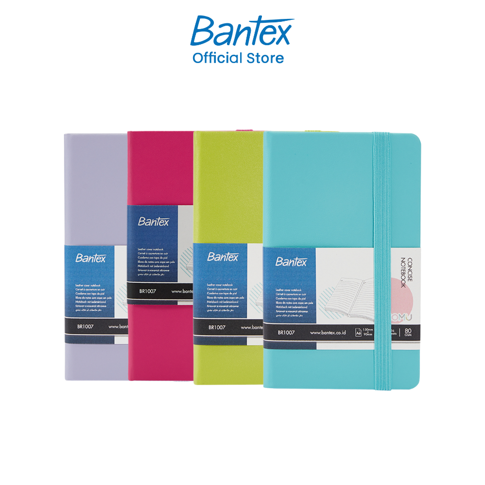 Bantex สมุดโน้ต สมุดบันทึก ปกหนัง 96แผ่น 80แกรม ขนาดA6 สีพาสเทล มีสายยางยืดป้องก