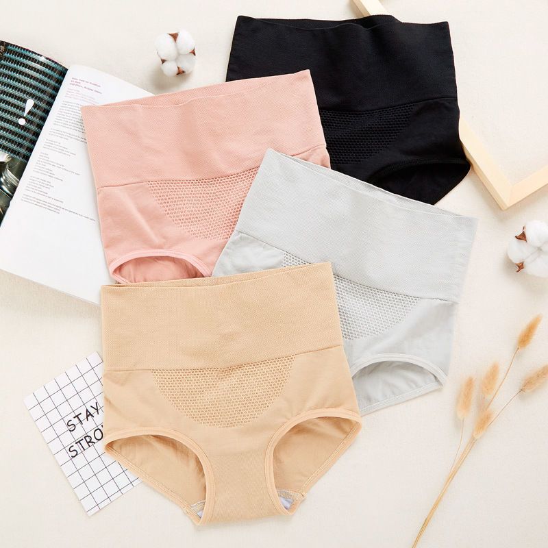 กางเกงในหญิงเอวสูงไร้รุด ฝ้ายแท้ ป้องกันเชื้อรา กระชับเอวปรับรูปทรง ยืดหยุ่นซ่อนพุง ระบายอากาศดี ผิวไม่ระคายเคือง