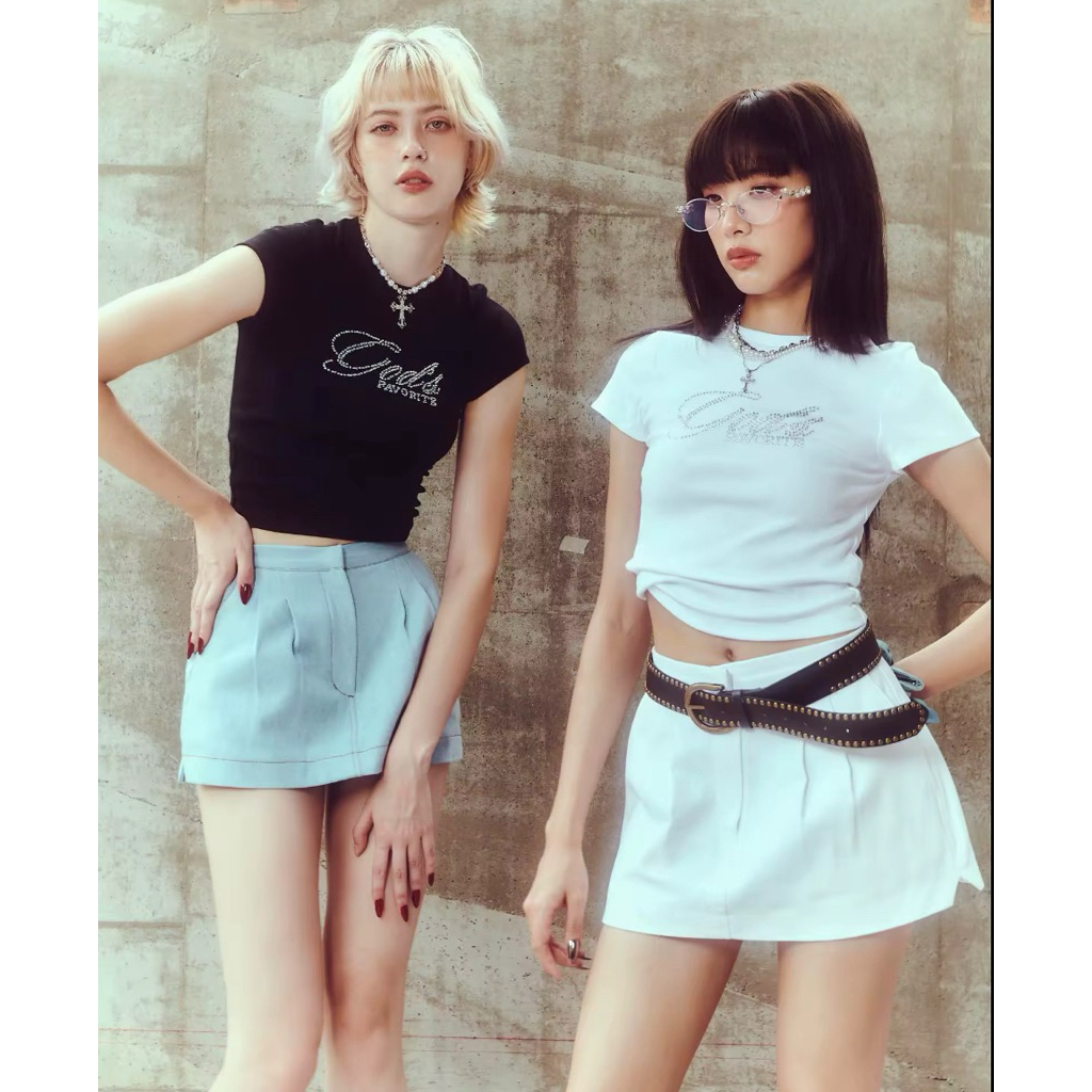 Vividvibe.co-God’s favorite baby tee เสื้อยืดครอปปักเพชร