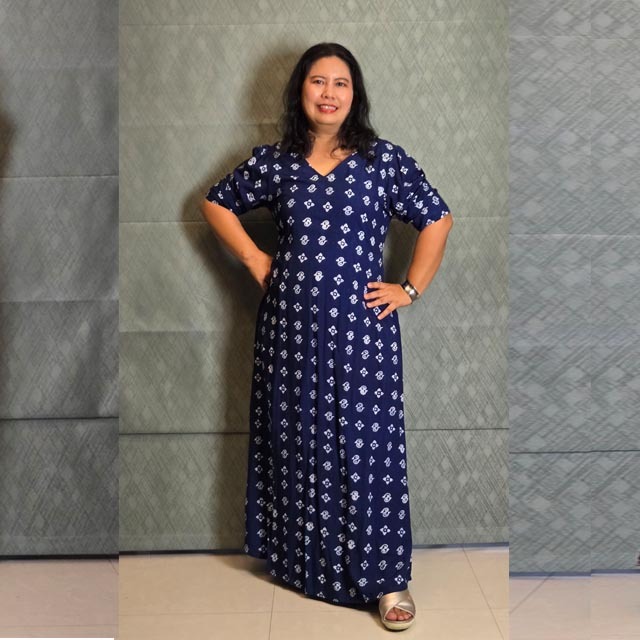 Passara Basic เดรสยาวเอไลน์ สีน้ำเงิน [KOR]