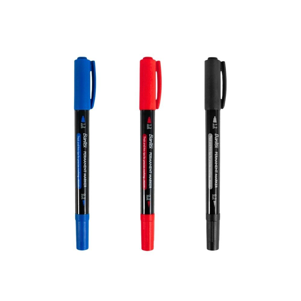 Bantex ปากกาเคมี ปากกามาร์กเกอร์ กันน้ำ ใช้ได้ทั้งกระดาษและพลาสติก หัว 0.5mm 1.2mm Permanent Marker