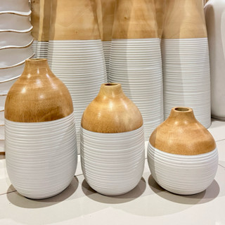 แจกันไม้มะม่วง สีทูโทน แจกันตกแต่งบ้าน แจกันมินิมอล ขนาดสูง …