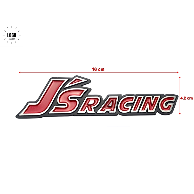โลโก้รถยนต์ JSRacing อะลูมิเนียม 3D 16 x 4.2 cm
