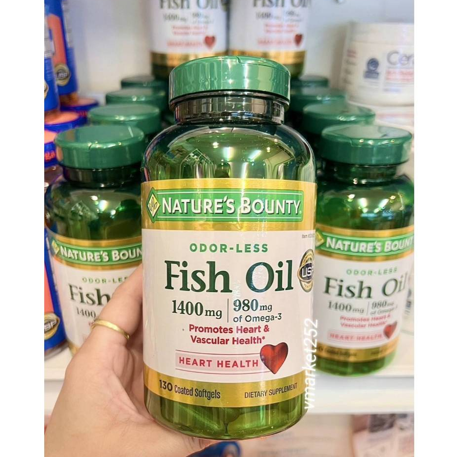 📌EXP.2027/09 Nature’s Bounty Fish Oil 1400 mg 130 เม็ด ฟิชออย น้ำมันปลา โอเมก้า3 อีพีเอ ดีเอชเอ โอเม