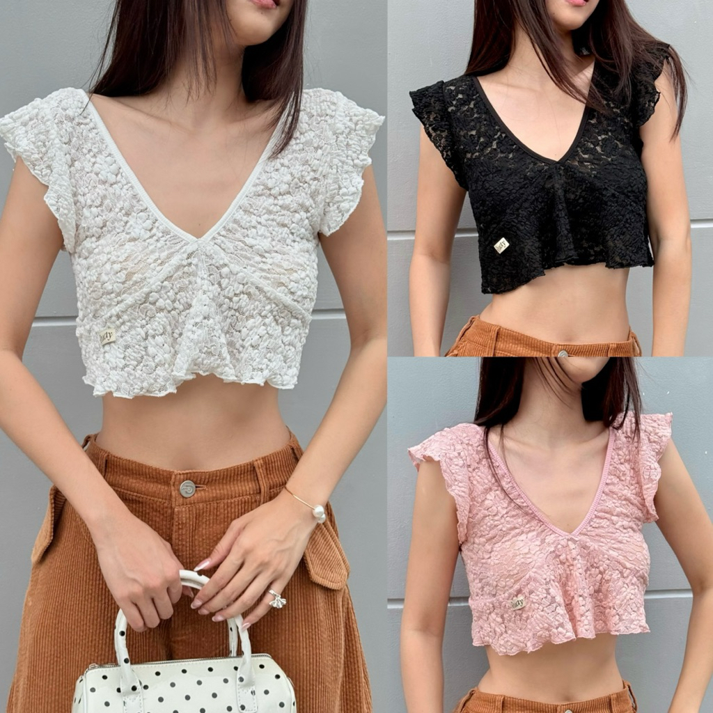 RUDY - VIVI LACE (VDO ลด 25%) 💞  เสื้อลูกไม้ยืดใส่สบายลายน่ารักมากไม่มีซับในค่ะ