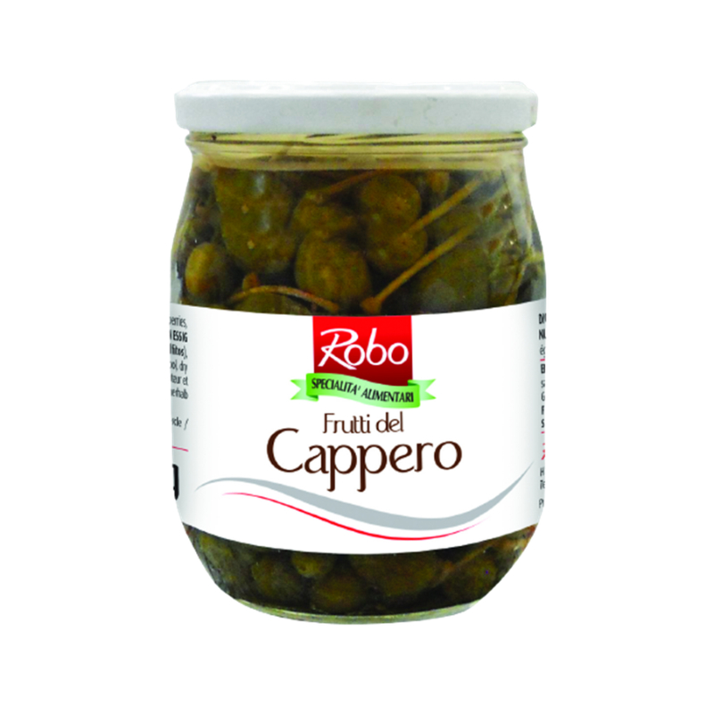 โรโบ เคเปอร์ฟรุตในน้ำส้มสายชู 540 ก. - Caper flower buds in vinegar 540g Robo brand