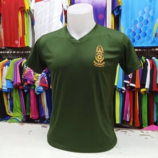 เสื้อยืด แขนสั้น ( คอกลม / คอวี ) สกรีน โลโก้หน้าอก กองทัพบก