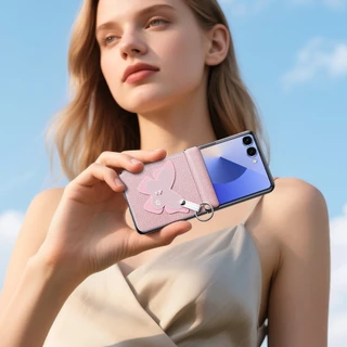 แท้💯 Samsung Z Flip7/Z Flip 8 Dux เคส PU Leather Ring-Style Foldable Phone Case เคสซองหนังกันกระแทก