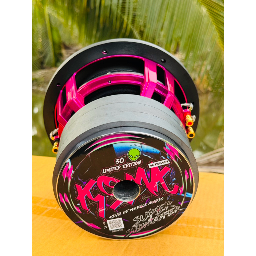 ดอกลำโพงซับ koma 8 นิ้ว ว้อยคู่ 4+4Ohms. 800 W V.64/156/20x3 โครงหล่อ สีชมพู แม่เหล็ก 3 ก้อน TOP ของแท้ ซับบลูทูธ