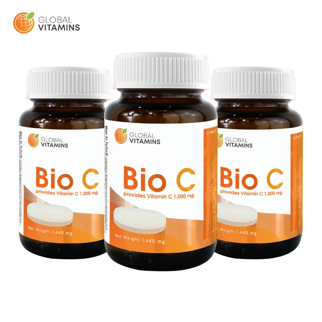[แพ็ค 3 ขวด] Bio C Vitamin C 1000 mg. ไบโอซี วิตามินซี 1000 มก. โกลบอลวิตามิน Global Vitamins วิตามิ