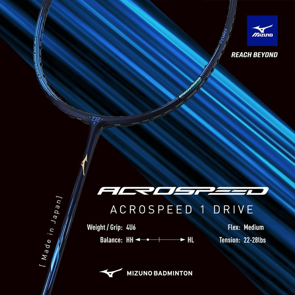 [พร้อมส่ง] MIZUNO ACROSPEED 1 DRIVE 4ug6 JP Code ไม้แบดมินตัน จากญี่ปุ่น 🇯🇵 (ประกัน 3 เดือน)