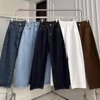 PTJ30270 Luna Barrel High-rise กางเกงยีนส์ PROMTHONG เอวสูงทรง Curved