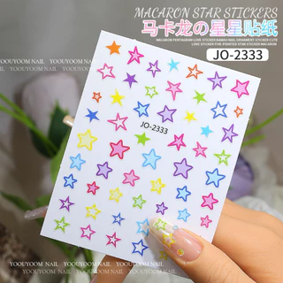 สติ๊กเกอร์ติดเล็บ รูปหัวใจดาวสีเงิน ใช้แกะติดบนเล็บ