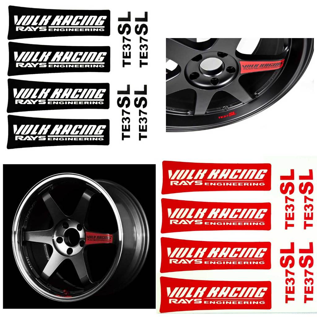 RAYS เรย์ สติกเกอร์สกรีน สติกเกอร์ติดก้านแม็ก RAYS Racing VOLK TE37 TE37SL   1 ชุด ติดได้ 4 ล้อ