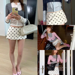 Cayla luv skirt กระโปรงเอวต่ำลายDoT มีซับกางเกง🖤พร้อมส่ง