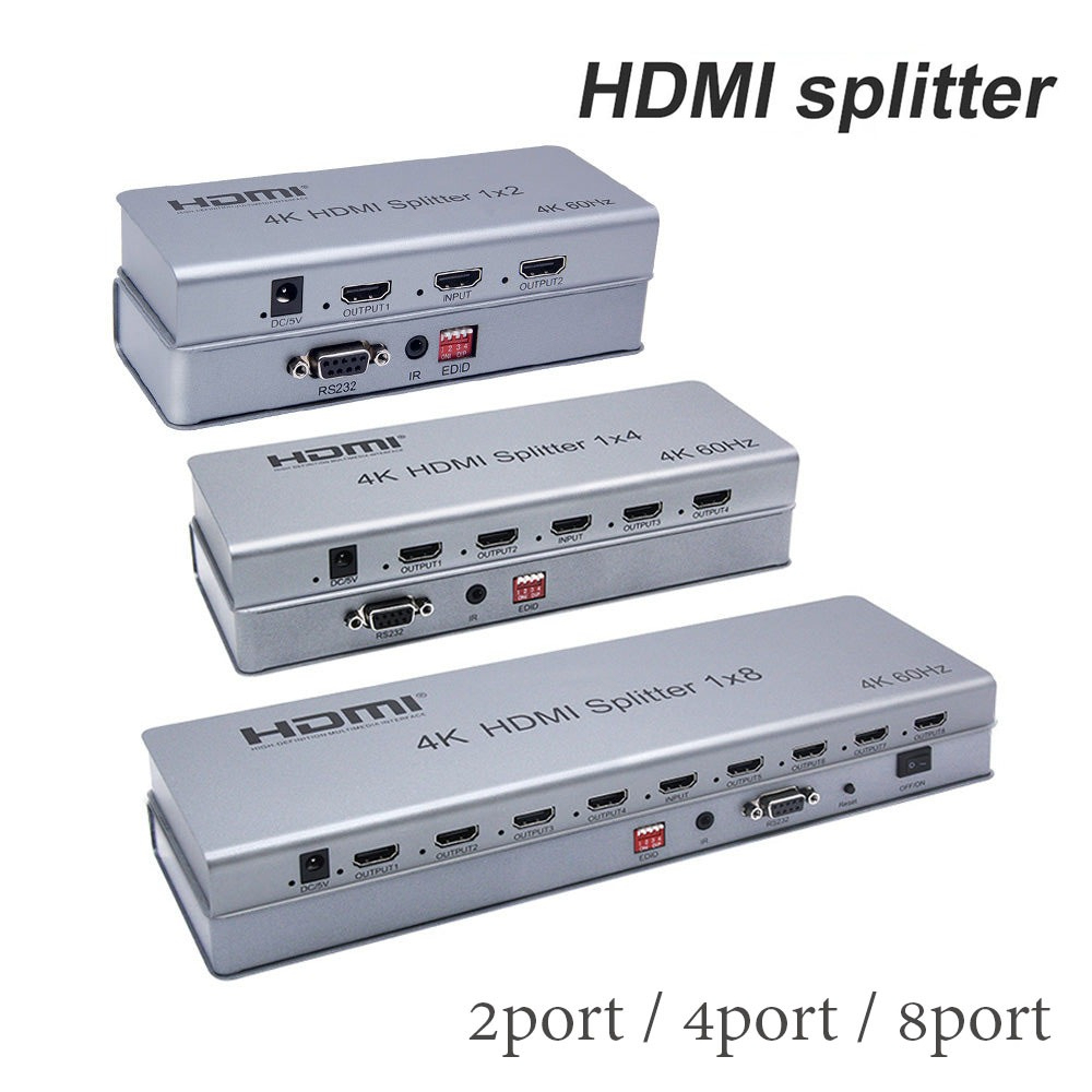(พร้อมส่ง) HDMI 2.0 Splitter 1x2 / 1x4 / 1x8 HDCP 2.2 with 4K 60Hz HDR 3D Video