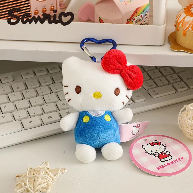 ส่งจากไทย🍑พวงกุญแจ Kitty คิตตี้ น่ารักใส่เอี๊ยมฟ้า ตกแต่งกระเป๋า พวงกุญแจตุ๊กตาน่ารัก 46209