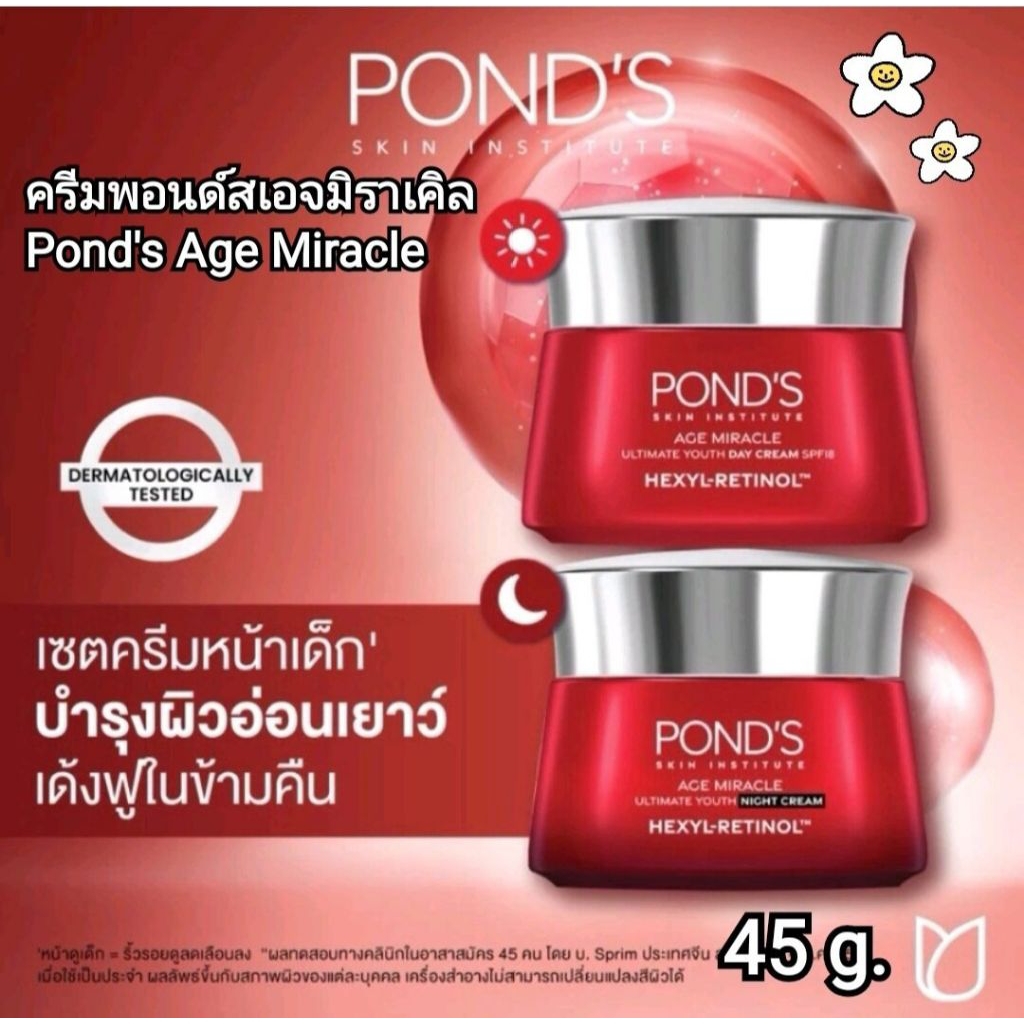 (exp.2028)(45g.) มีช้อยส์ให้เลือก -ครีมพอนด์ส เอจมิราเคิล Pond’s Age Miracle Wrinkle Corrector Dayครีม/Nightครีม