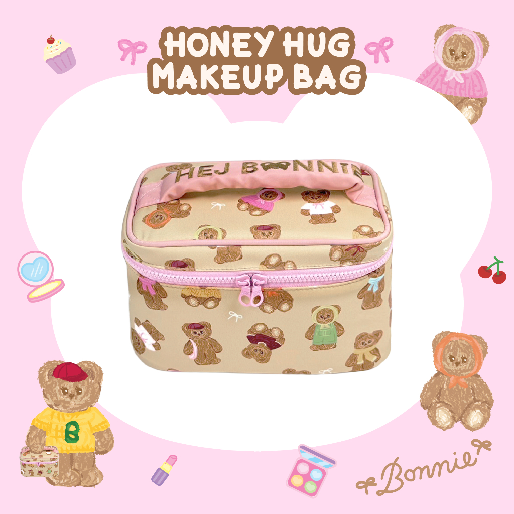 กระเป๋าเครื่องสำอาง Honey Hug จัดระเบียบของใช้ พกพาสะดวก ลายหมีน่ารัก